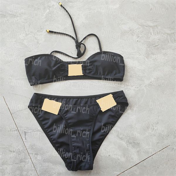 Luxuriöses Damen-Bikini-Set, Designer-Bademode mit Neckholder, schwarz, sexy, geteilte, gepolsterte Badeanzüge, modische Badeanzüge für Strand, Pool, Spa, Strandurlaub, BH-Slip