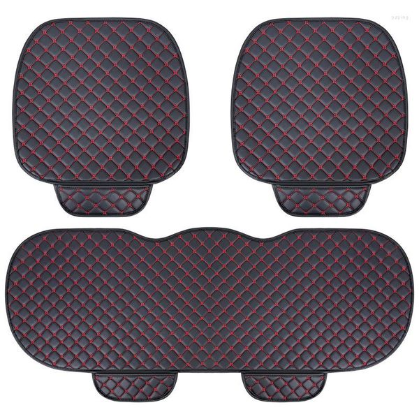 Conjunto de capas para assento de carro proteção universal de couro assentos de carro almofada almofada tapetes protetor de cadeira acessórios interiores