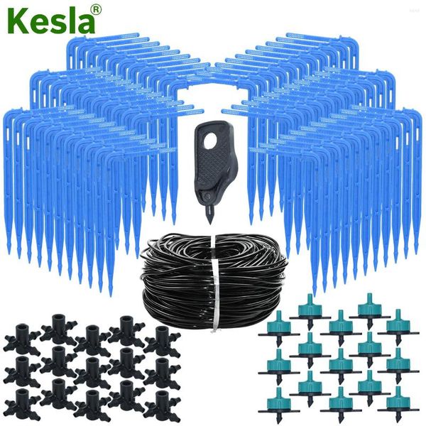 Equipamentos de rega KESLA 30M 3/5MM 1/8'' Mangueira Gotejamento Seta Kits 2L/4L/8L Conector de 4 vias Sistema de irrigação para jardim de estufa