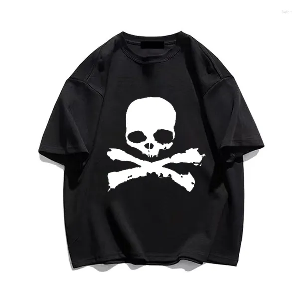 Camisetas masculinas Scull Bone Cotton T-shirt Streetwear de alta qualidade masculina Cool Hip Hop Tops feminino roupas góticas Oversized Summer Fashion Tees