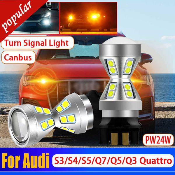 Novo 2 pçs carro pw24w canbus sem erro led indicador frontal pwy24w pisca luzes de substituição lâmpada para audi q7 q5 q3 quattro s3 s4 s5