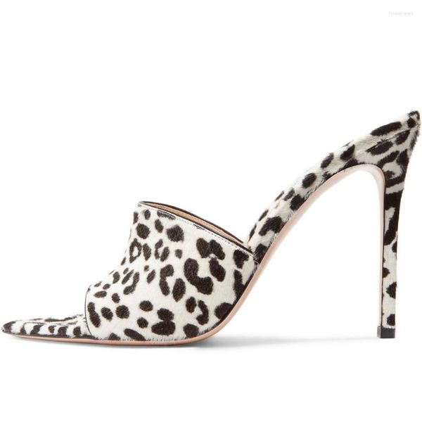 Sandali Fashion Pointy Open Toe Tacchi a spillo con tacco alto Scarpa estiva trasparente con stampa leopardata