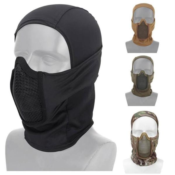 Outdoor Airsoft Tactical Mask Hood Shooting Face Protection Gear Metal Steel Wire Mesh Half Face NO030168174473291V