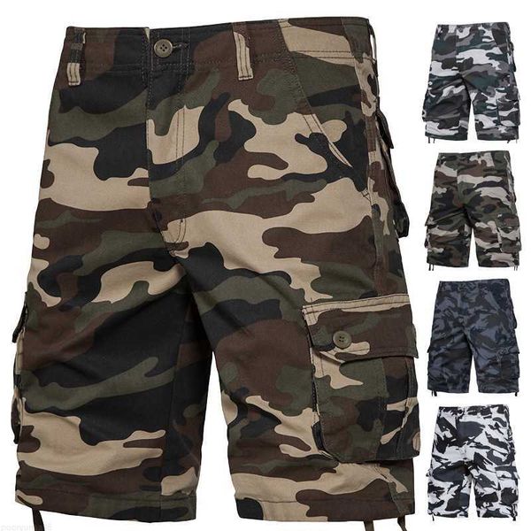 Shorts masculinos Shorts de verão Nova tendência masculina Camuflagem Macacões largos Casual Esportes ao ar livre Calças de níquel Bolso lateral Algodão Conforto