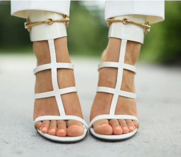 Amerikanischer Designer im heißen Stil mit goldenen Knöchelwickel-Damenkleid, High-Heel-Sandalen, Sommer-Pumpschuhe mit offenen Zehen, Riemchen-Stiletto-Absätze 35-44