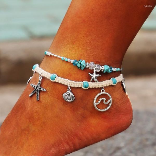 Fußkettchen Böhmen Seestern Anhänger Für Frauen Handgemachte Sommer Strand Barfuß Häkeln Sandalen Knöchel Armbänder Auf Fuß Schmuck Geschenk