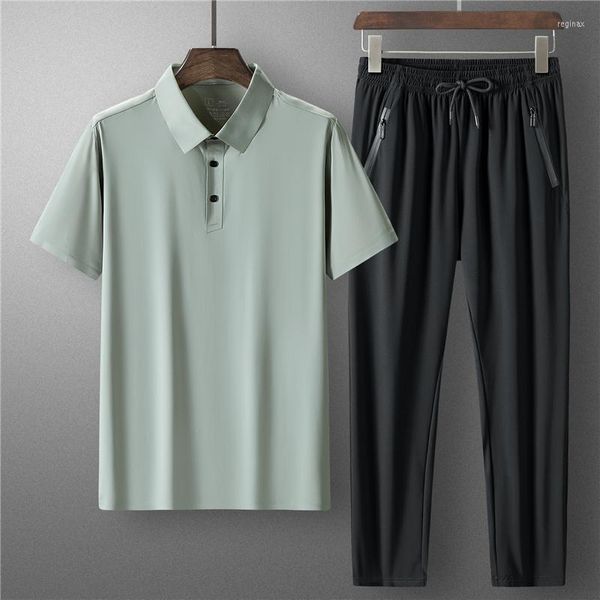 Männer Trainingsanzüge 2023 Sommer Polo Shirt Hosen Hosen Für Männer Set Zwei Stück Schwarz Grau Trainingsanzug Hip Hop Streetwear Laufende Sportkleidung