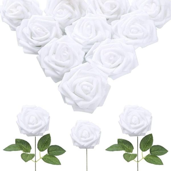 Confezione di fiori decorativi da 30 rose finte in schiuma realistica con rizomi per bouquet da sposa fai da te Baby Shower Yard Home Decor Party