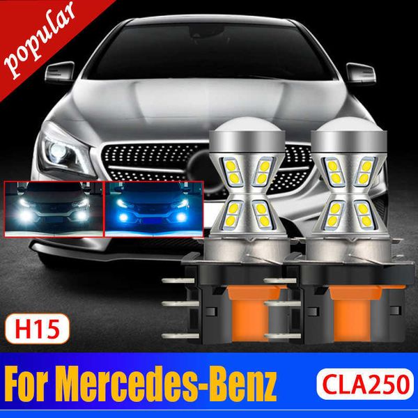 Новый 2PCS CAR CANBUS H15 LED DRL Передняя сигнальная лампочка дневная бега для Mercedes-Benz CLA250 2014 2015 2016 2017 2018 2019