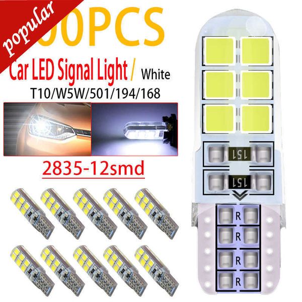 NEU 100 PCS CAR T10 194 168 2825 192 W5W LED 2835 12SMD Silicon Shell Map Glühbirnen Parkleuchten Auto -Leser -Signal -Trunk -Lampen