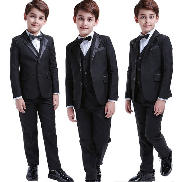 Conjuntos de roupas LOLANTA 5Pcs Preto Criança Meninos Ternos Casamento Formal Crianças Terno Tuxedo Vestido Festa Portador de Anel 312 Anos Crianças Senhores 230613