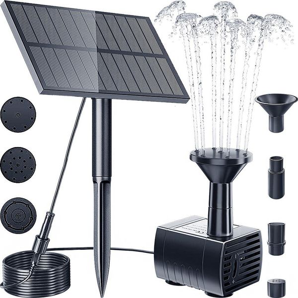 Kit de bomba de água de fonte solar para decoração de jardim Fonte de água movida a energia solar com estaca para banho de pássaros ao ar livre, piscina, jardim, tanque de peixes, quintal 230614