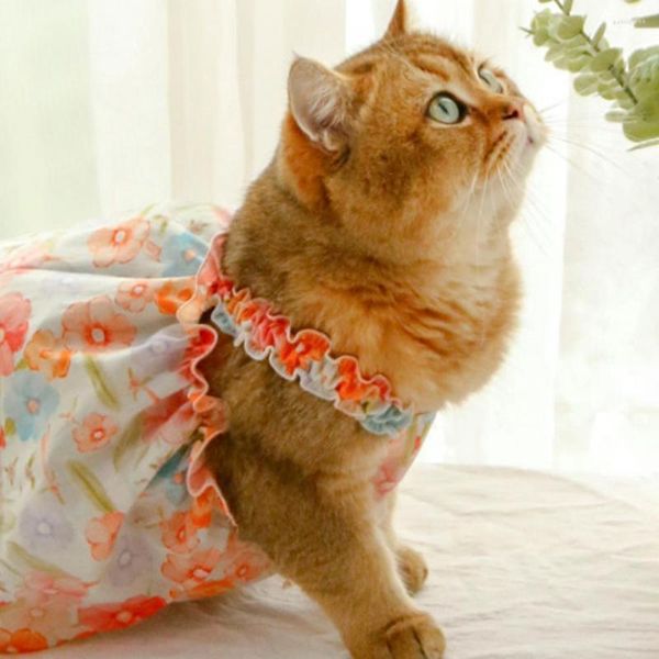 Kedi Kostümleri Pet Kıyafet Moda Yağlı Boya Çiçek Baskı İki Ayakkar Küçük Orta Köpek Köpek Giyim Elbise Aksesuarları
