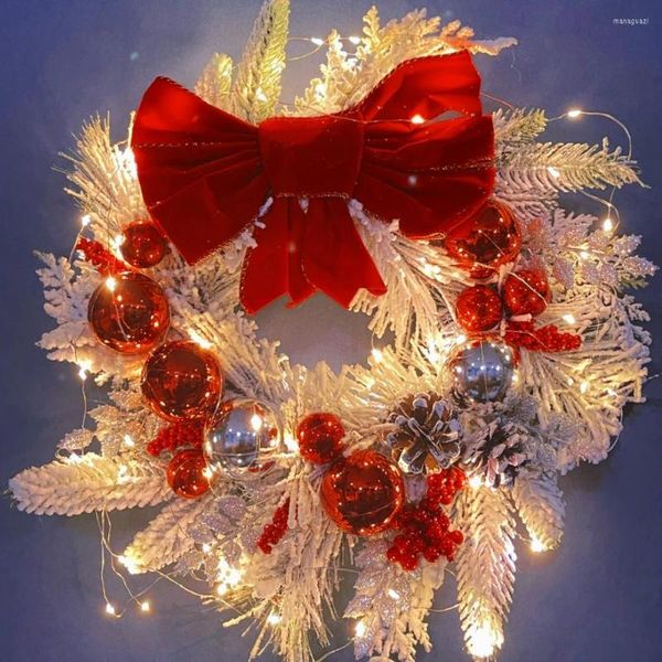 Fiori decorativi 2023 Ghirlanda natalizia Porta d'ingresso Palla rossa Ornamenti Finestra Mantello Decorazione per interni ed esterni