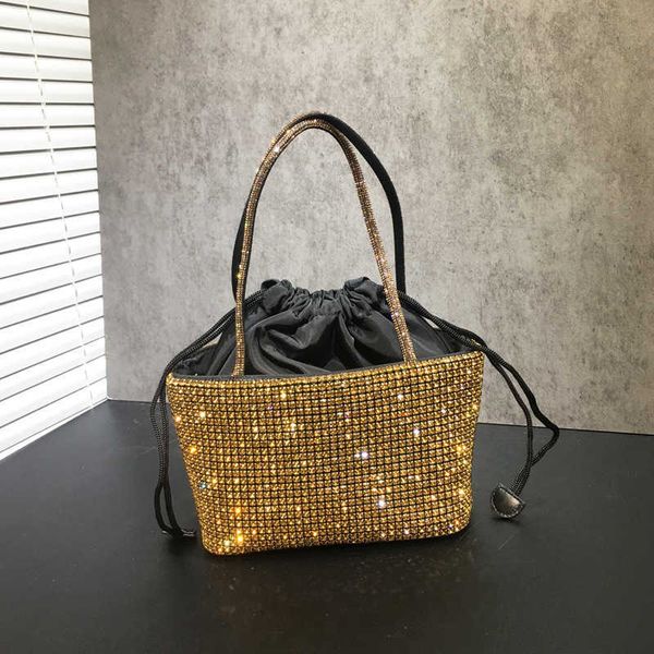 Donna 2023 Nuova catena con coulisse fatta a mano con diamanti intarsiati cavolo blu borsa a tracolla con una spalla borsa con strass lucido 230614