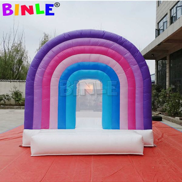 4x4m Boho Style Mini Pastel Gonfiabile Bouncer Party Rental Monki Jumper Pogo Rainbow Bounce House Con Ventilatore