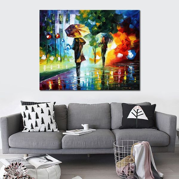 Arte contemporanea su tela astratta Sogni della pioggia Paesaggio fatto a mano Pittura a olio Soggiorno Decorazione della parete