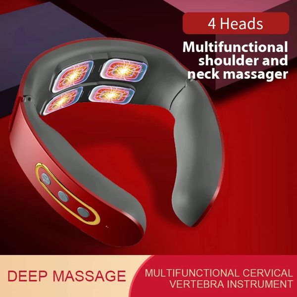 Massageador de cabeça Massageador elétrico de pescoço Pulso para trás Massageador cervical Aquecimento infravermelho Alívio da dor Cuidados de saúde Máquina de relaxamento Massageador 230614