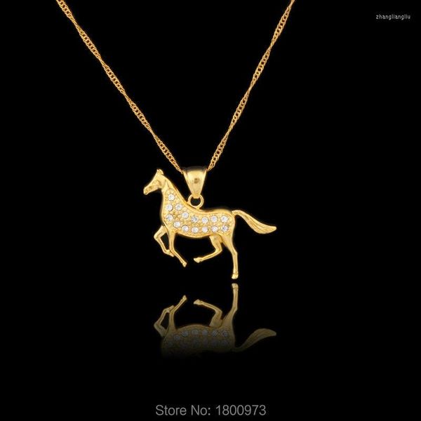 Anhänger Halsketten Gold Farbe Strass Halskette Pferd Schmuck Promotion Europa Stil Charming Niedlichen Österreichischen Kristall