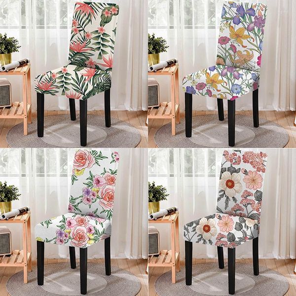 Capas de cadeira com padrão floral com tudo incluído capa de jantar cozinha elastano elástico elástico para escritório decoração de casa almofada