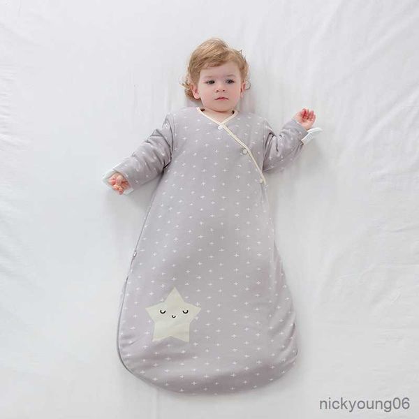 Sacos de dormir para inverno quente recém-nascido pijamas de algodão manguito criança alcofa impressão criança R230614