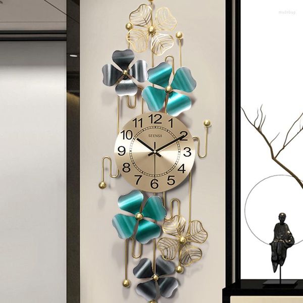 Relógios de parede Moderno Luxo Sala de Estar Silencioso Metal Fantasia Relógio Elegante Quarto Arte Horloge Murale Design Decoração Moderna