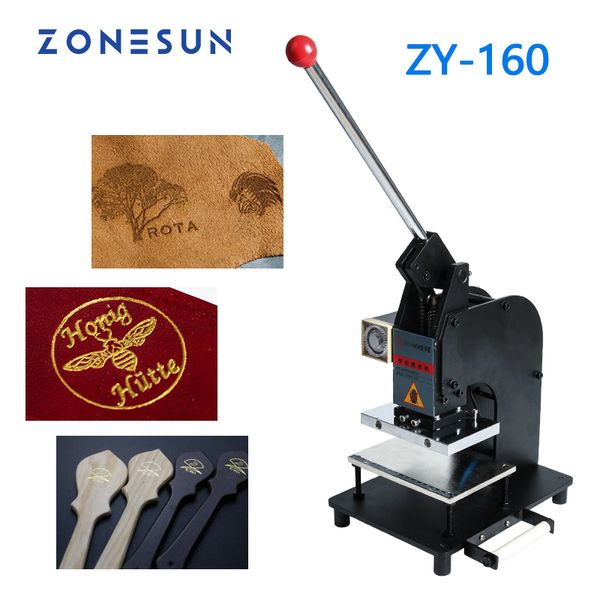 ZONESUN Heißfolienprägemaschine, Transferpresse, professionelles goldenes Leder-Logo, geprägte Stempelmaschine, Foliendrucker