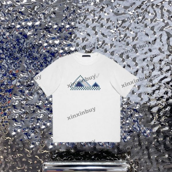Xinxinbuy Мужчины дизайнерская футболка футболка 23ss Mosaic Mountain Price Print