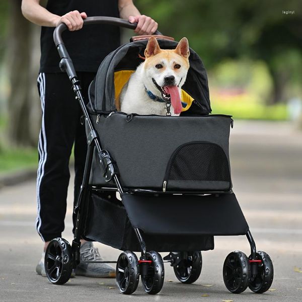 Coprisedili per auto per cani Trasportino esterno per cani Design di separazione Regolazione dell'altezza Passeggino Animali Carrello a doppio assorbimento