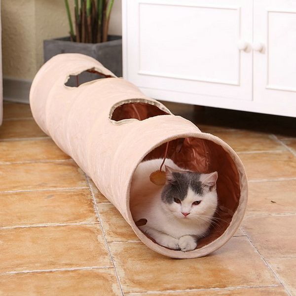 Divertente peluche gatto tunnel giocattolo animale domestico puzzle tunnel gioco giocattolo gatto cuccioli coniglio divertente gatto giocattolo interattivo palla pieghevole gatto tunnel giocattolo