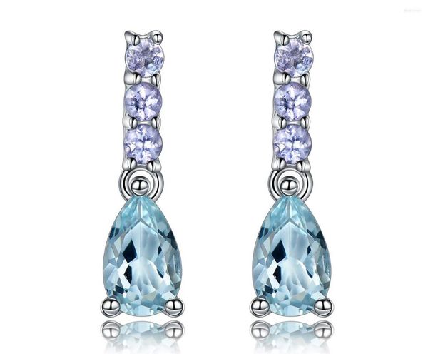 Orecchini a bottone GESIDE Tanzanite e acquamarina rodiata su argento sterling smaltato con perla delicata