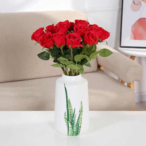 Сухоцветы 5 шт. шелковый букет роз красивые белые розы искусственные свадебные украшения для домашнего стола организовать искусственный цветок