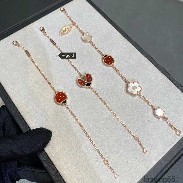 Braccialetti con ciondoli Braccialetti con ciondoli firmati da donna 4 / Quadrifoglio Rosegold Coccinella Gioielli di lusso con scatolaNNPAOBD7