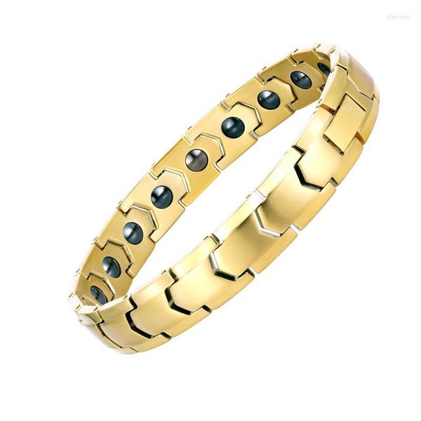 Pulseiras Elo Titânio Aço Cálculo Biliar Negro Energia Saúde Pulseira Íon Negativo Anti-radiação Germânio Antioxidante Inoxidável