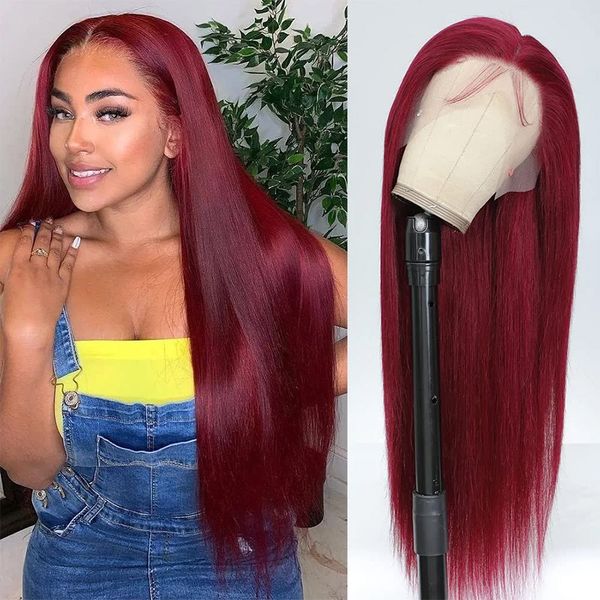 Wonder Girl Hair 13x4 Burgundy кружевные парики парики 220%.