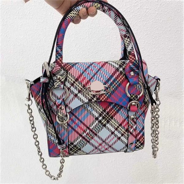 Empress Dowager Plaid Designer-Tasche Damen-Luxus-Handtasche mit Kette Umhängetaschen Bunte Plaid-Kette Schulter-Umhängetasche Messenger Bag 230615