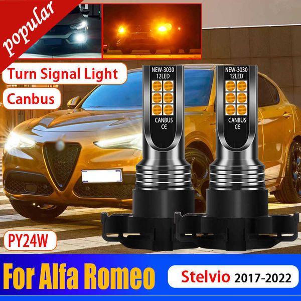 Novo 2 pçs carro py24w canbus sem erro led lâmpadas auto sinal de volta dianteiro lâmpadas para alfa romeo stelvio 2017 2018 2019 2020 2021 2022