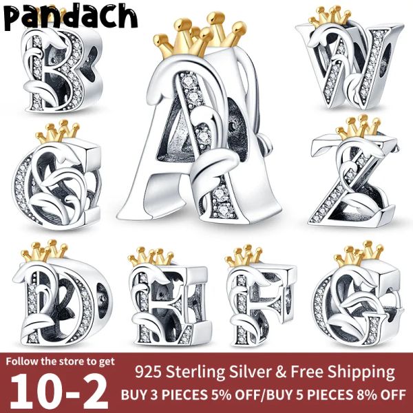 Prata 925 para pandora encantos contas de jóias pingente mulheres pulseiras contas letras A-Z Charm Bead