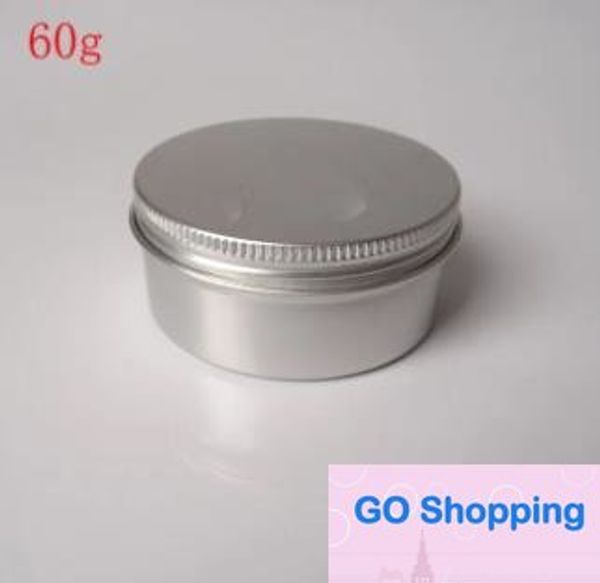 Großhandel Kostenloser Versand 50 x 60 g Aluminiumglas, Metallglas für Creme-Pulver-Gel, Verwendung 2 Unzen Kosmetikflaschen Aluminiumbehälter Qualität