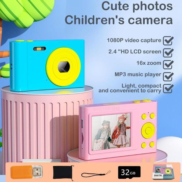 Fotocamere digitali 1080P HD Fotocamera per bambini Mini giocattolo educativo Regalo di compleanno Bambini 12 milioni di video MP3 Lettore musicale