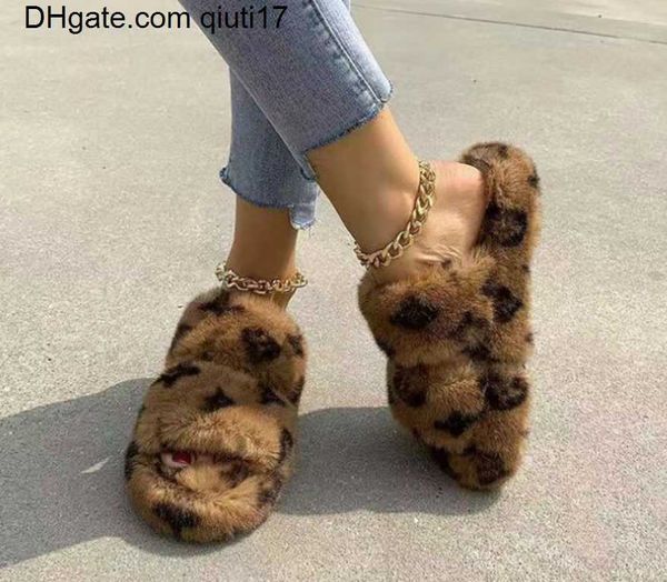 Pantofole Winter Indoor Fur House Full Furry Soft Fluffy Plush Platform Flats Heel Antiscivolo Luxury Designer Shoes Casual Ladies qiuti17