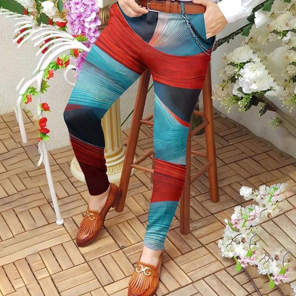 Мужские брюки 2023 Весна Лето мод 3D цифровые карандашом мужчина Слим прямой длинные брюки Уличная одежда мужская дизайн брюки