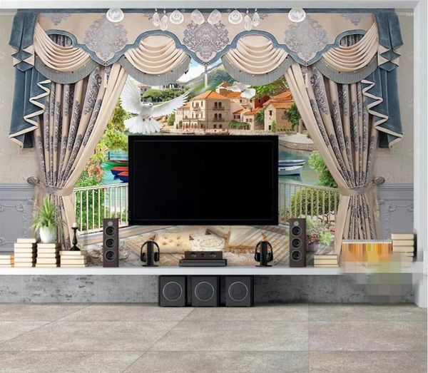 Sfondi CJSIR Carta da parati personalizzata Murale 3D Stereo Ball Tenda europea Paesaggio TV Sfondo Carte da parati Decorazioni per la casa Papel De Parede