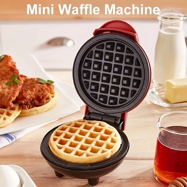 1pc Mini Waffle Maker Machine, Nonstick Waffle Iron For Kids Pancakes, Waffles, Paninis, Breakfast, Lunch, Lanche, Household Cooking Machine