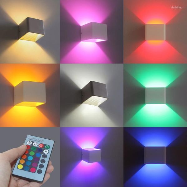 Lâmpada de parede 3W RGB Led para cima e para baixo quarto interior cabeceira cubo luzes noturnas moderno colorido El decoração Wash Lighting