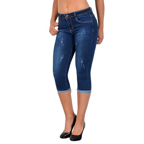 Calça Jeans Feminina Verão Feminina Calça Jeans Comprimento do Joelho Cintura Alta Magro Magro Elástico Sem Costura Leggings Estampadas Shorts 230614