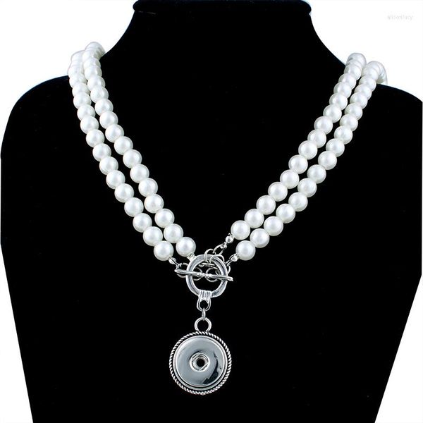 Цепи красоты 2 круга Имитация жемчужины Xinnver Snap Sending Ожерелье 74 см. DIY 18 -миллиметровые кнопки Jewlery ZJ1486