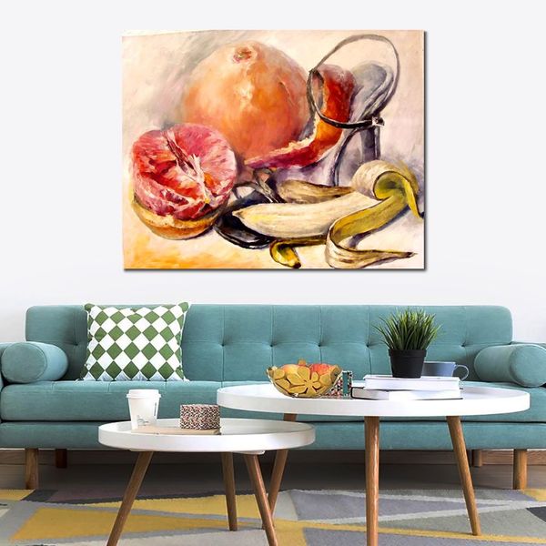 Modern Still Life Canvas Art Fruits Dipinti ad olio realizzati a mano per la decorazione domestica contemporanea