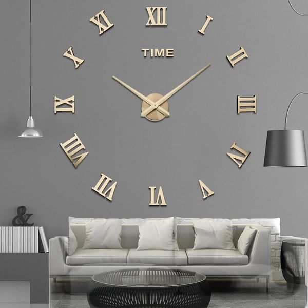 Настенные часы Специальное предложение 3D Большое акриловое зеркало Стеновые часы DIY QUARTZ WATCE Столденные часы современные домашние наклейки гостиной 230614