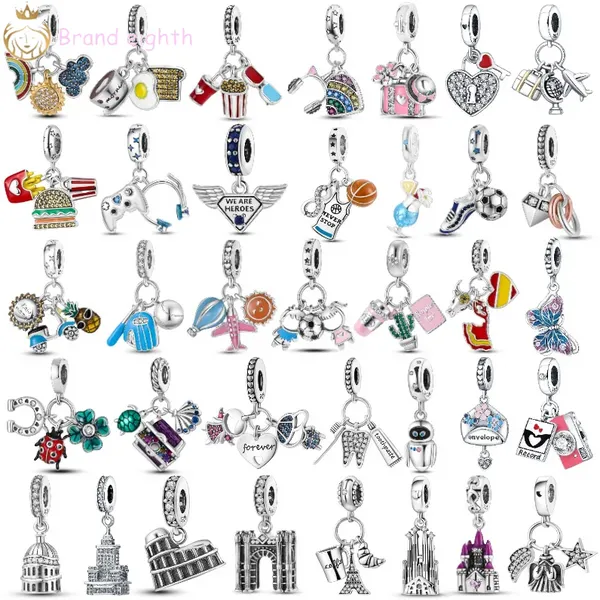 Per pandora charms in argento sterling perline bracciale famoso edificio torre eiffel ciondolo charmes ciondoli fai da te